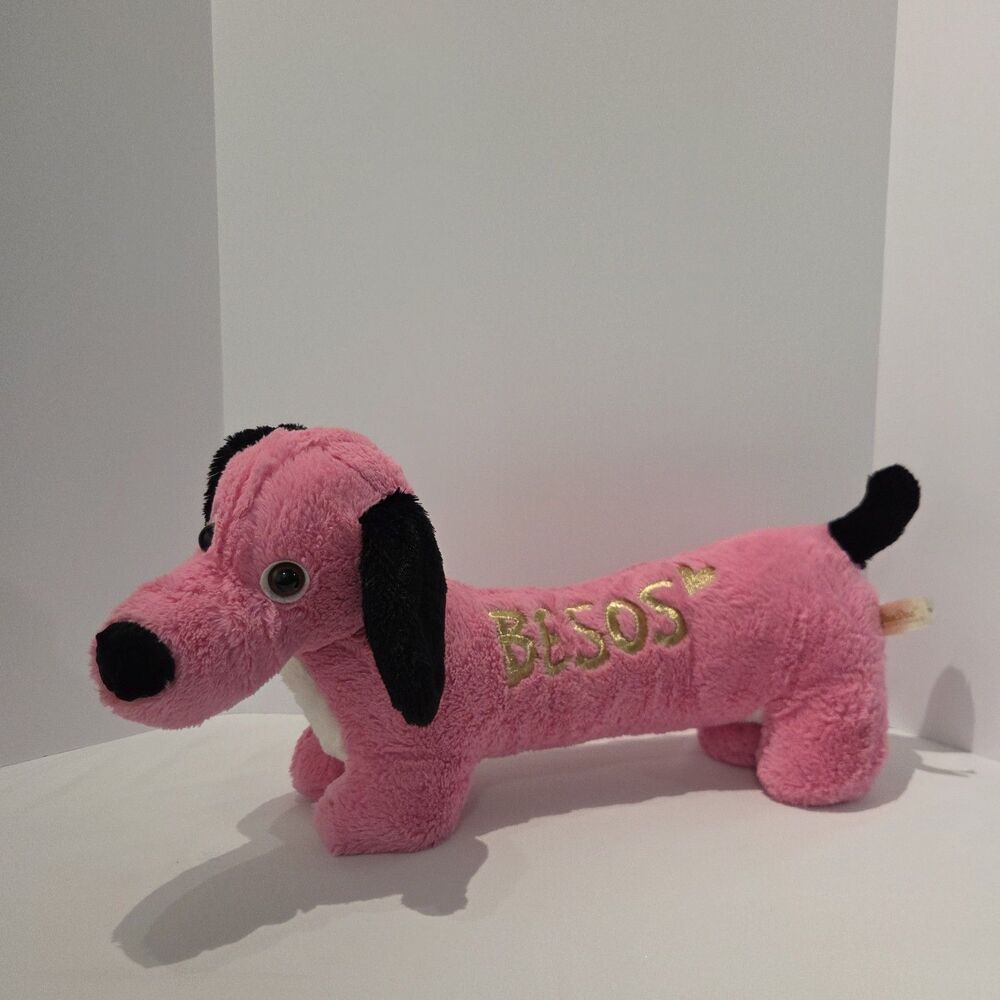 DanDee Besos 22” Dachshund Weiner Soft Plush Dog Valentine’s Pink Vintage